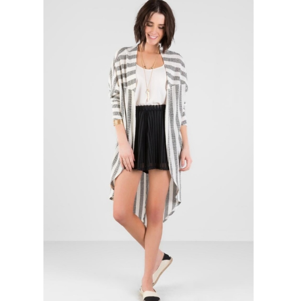 Francesca's Lois striped duster wrap open cardigan